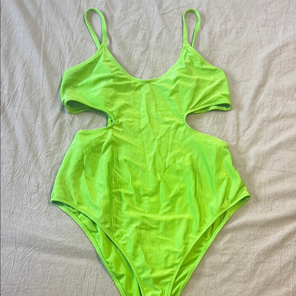 Aerie Neon Lime Cutout One-Piece Swimsuit